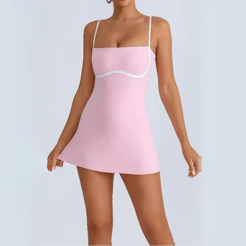 Women's One-Piece Suit with Built-in Shorts for Sports