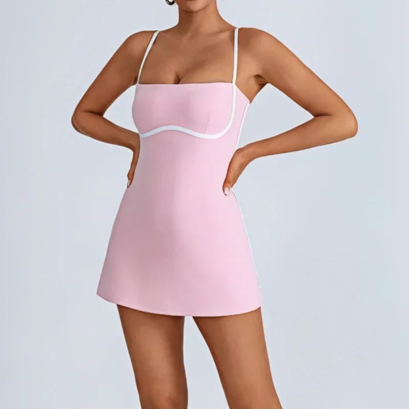 Women's One-Piece Suit with Built-in Shorts for Sports