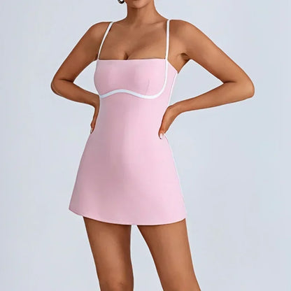Women's One-Piece Suit with Built-in Shorts for Sports