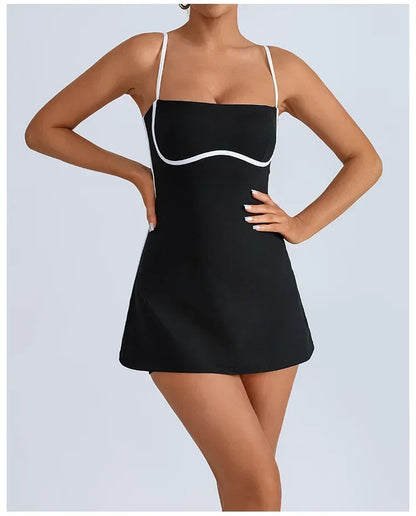Women's One-Piece Suit with Built-in Shorts for Sports