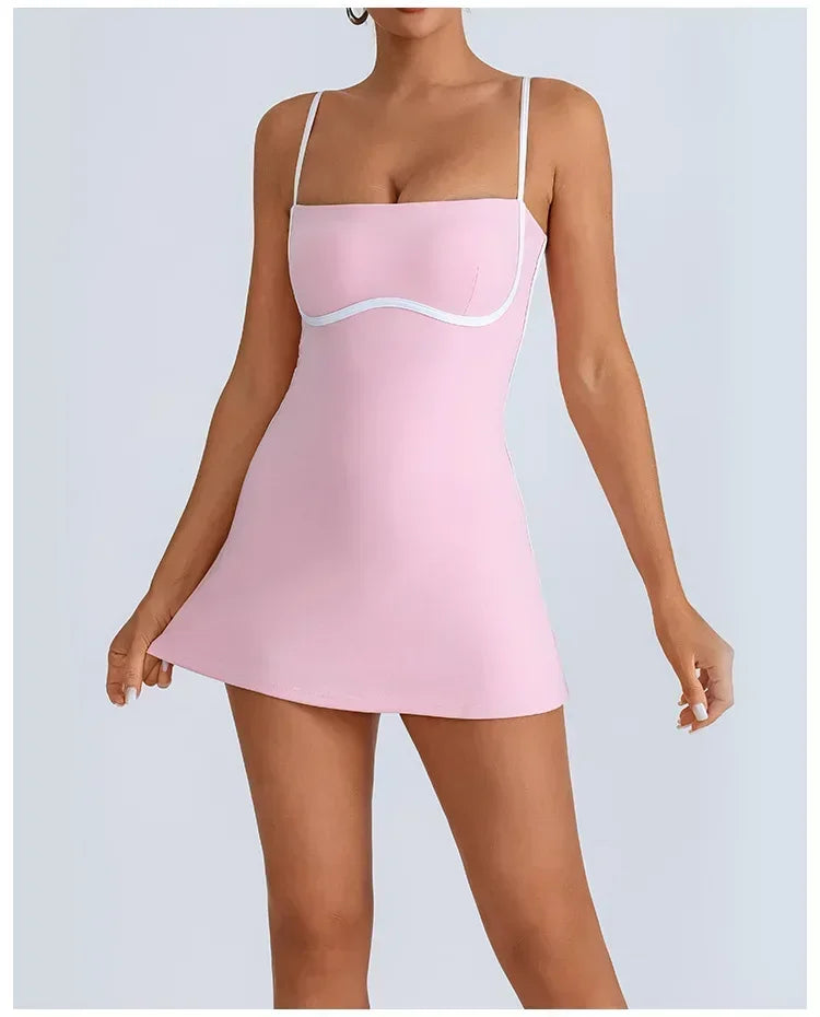 Women's One-Piece Suit with Built-in Shorts for Sports