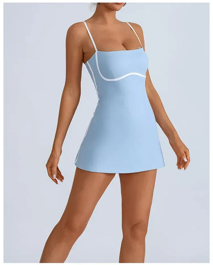 Women's One-Piece Suit with Built-in Shorts for Sports