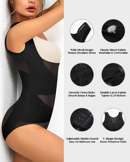 Women's Open Bust Body Shaper with Cross Compression for Formalwear