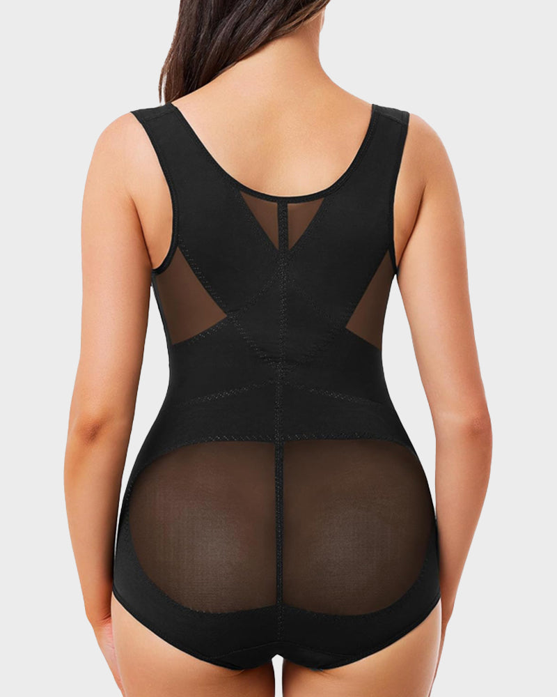 Women's Open Bust Body Shaper with Cross Compression for Formalwear