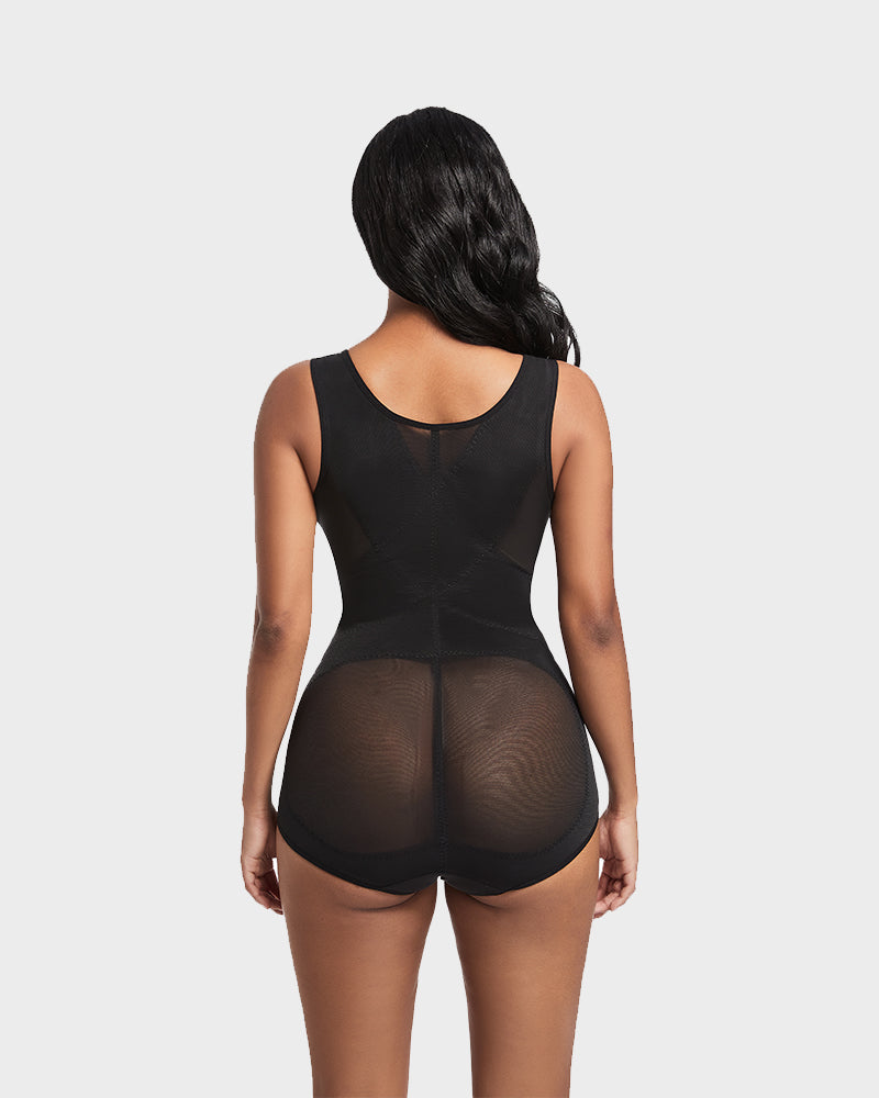 Women's Open Bust Body Shaper with Cross Compression for Formalwear