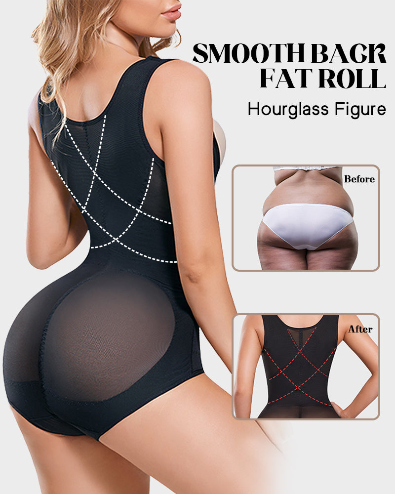 Women's Open Bust Body Shaper with Cross Compression for Formalwear