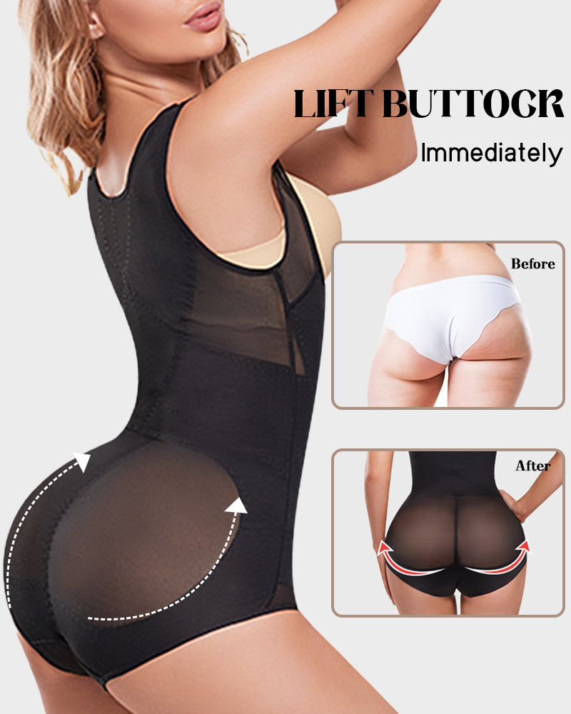 Women's Open Bust Body Shaper with Cross Compression for Formalwear
