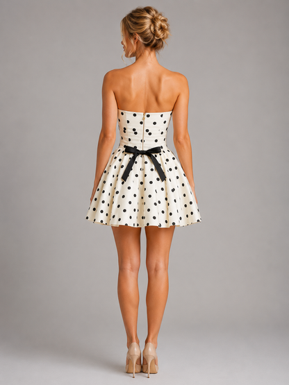Women's Polka Dot Corset Mini Dress with Bandeau for Summer Parties