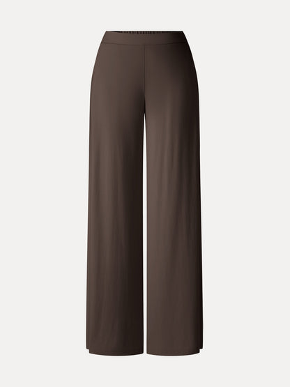 Women's Ponte Mid Rise Wide Leg Trousers with Pockets