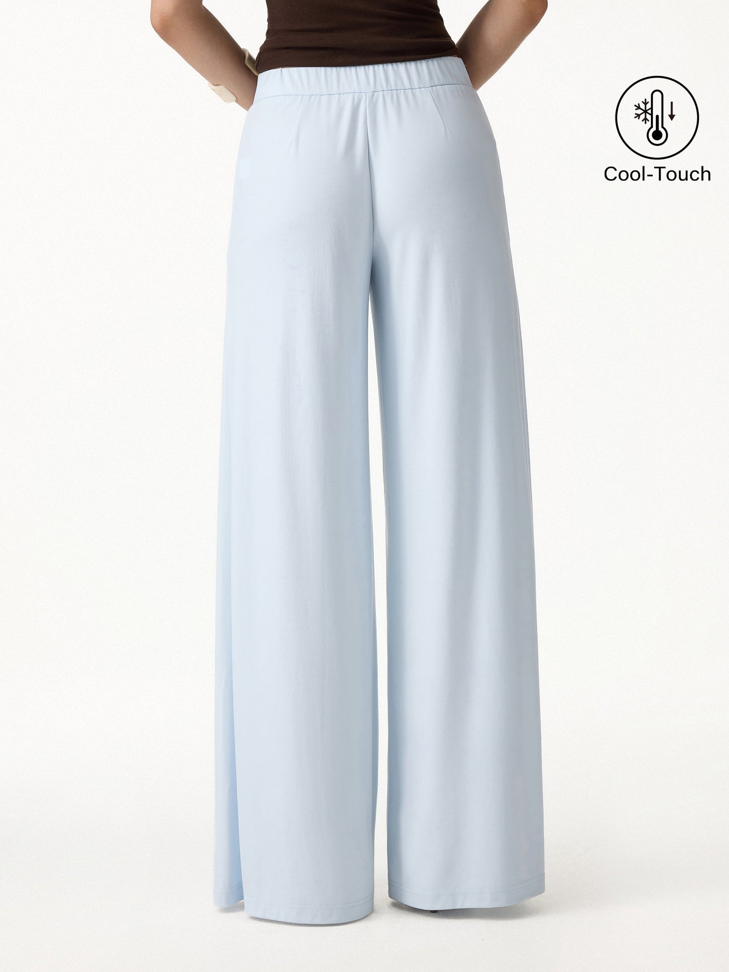 Women's Ponte Mid Rise Wide Leg Trousers with Pockets