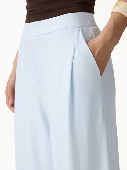Women's Ponte Mid Rise Wide Leg Trousers with Pockets