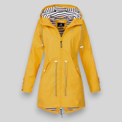 Women's Rain Jacket with Hood Sealed Front Closure for Work