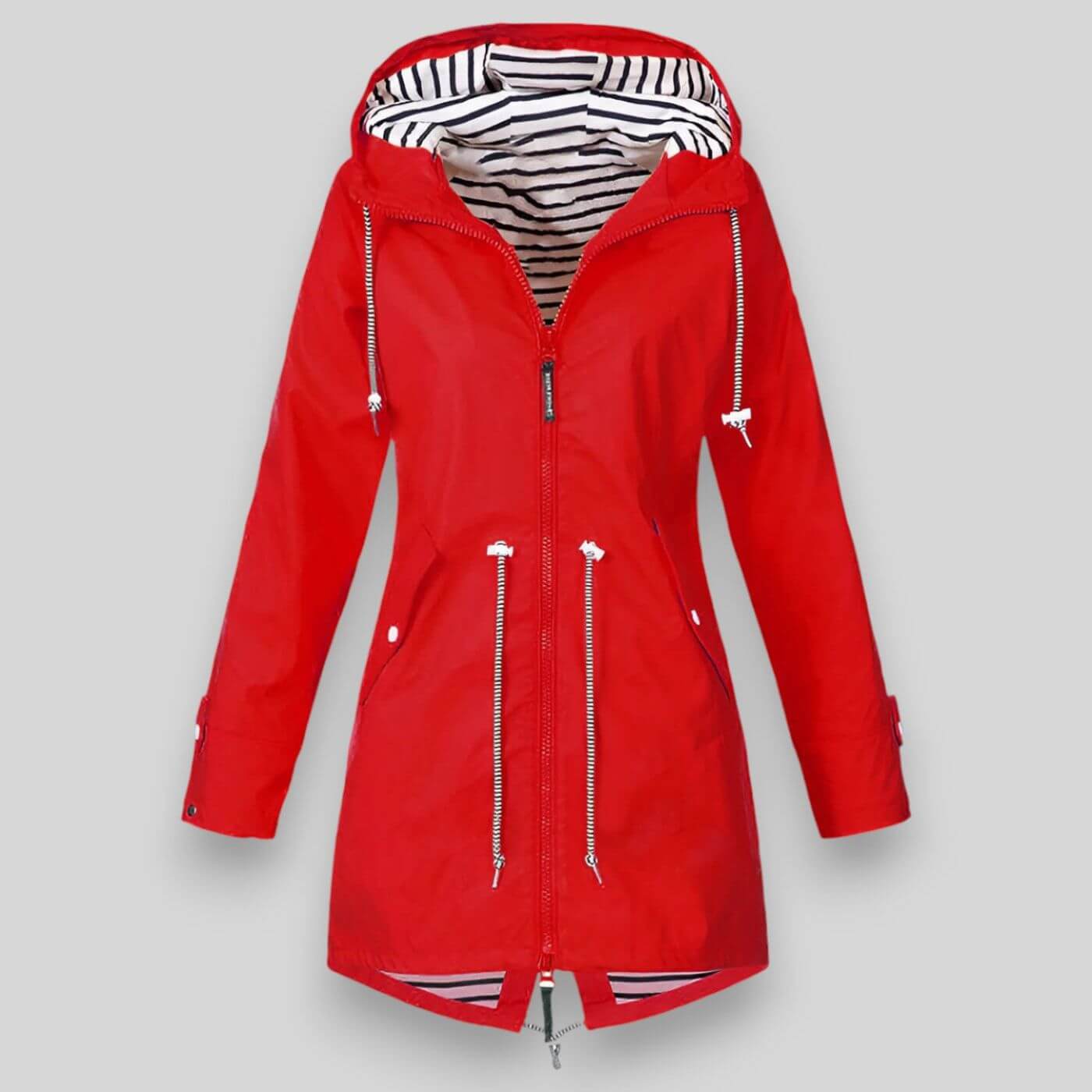 Women's Rain Jacket with Hood Sealed Front Closure for Work