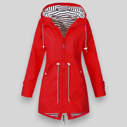 Women's Rain Jacket with Hood Sealed Front Closure for Work