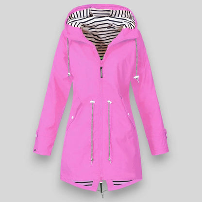Women's Rain Jacket with Hood Sealed Front Closure for Work