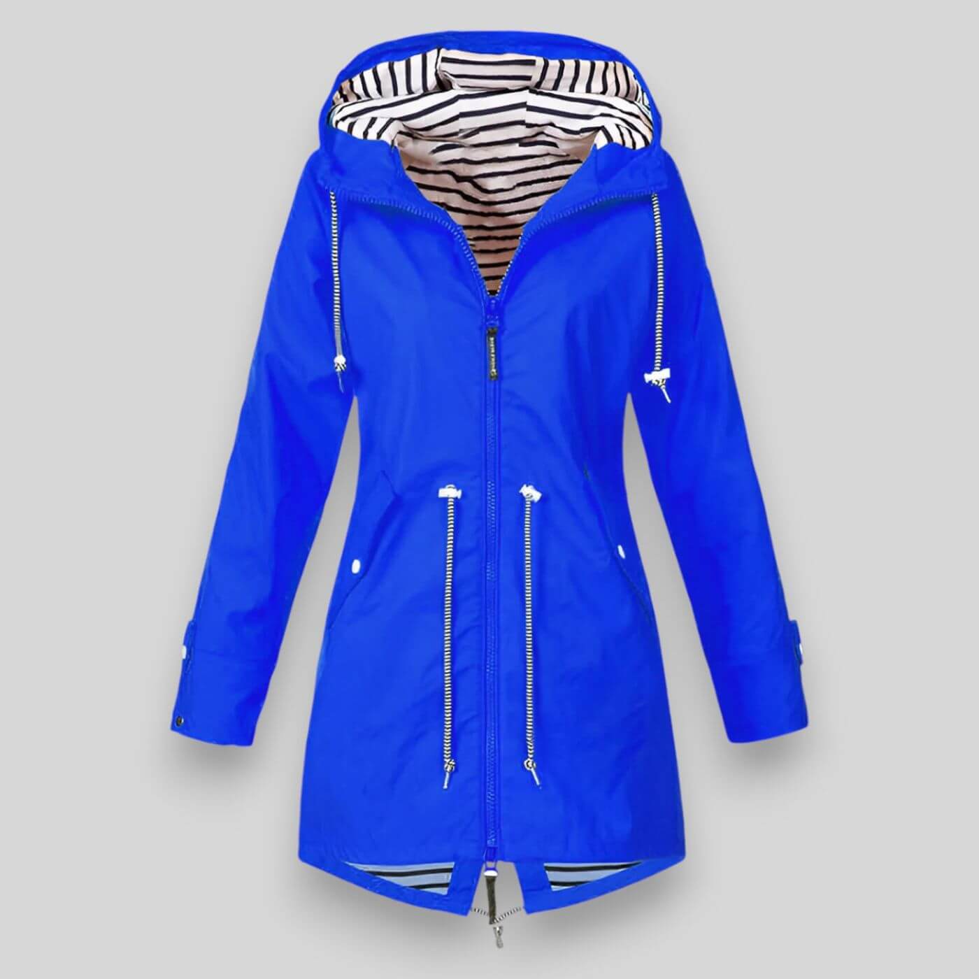 Women's Rain Jacket with Hood Sealed Front Closure for Work