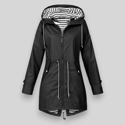 Women's Rain Jacket with Hood Sealed Front Closure for Work