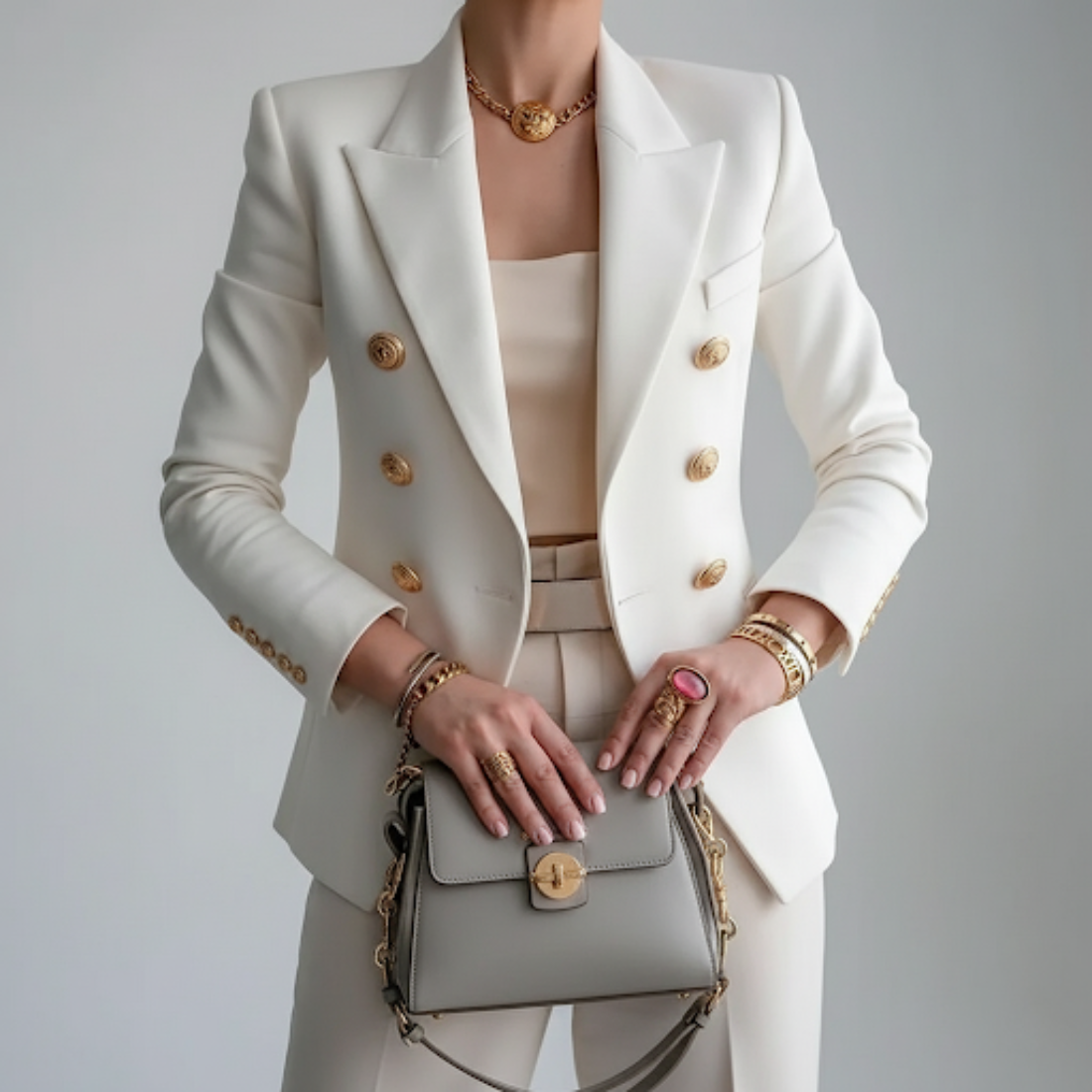 Women's Refined Blazer with Double-Breasted Front for Work