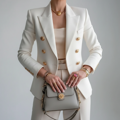 Women's Refined Blazer with Double-Breasted Front for Work