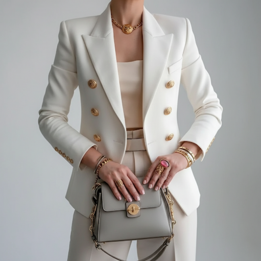 Women's Refined Blazer with Double-Breasted Front for Work
