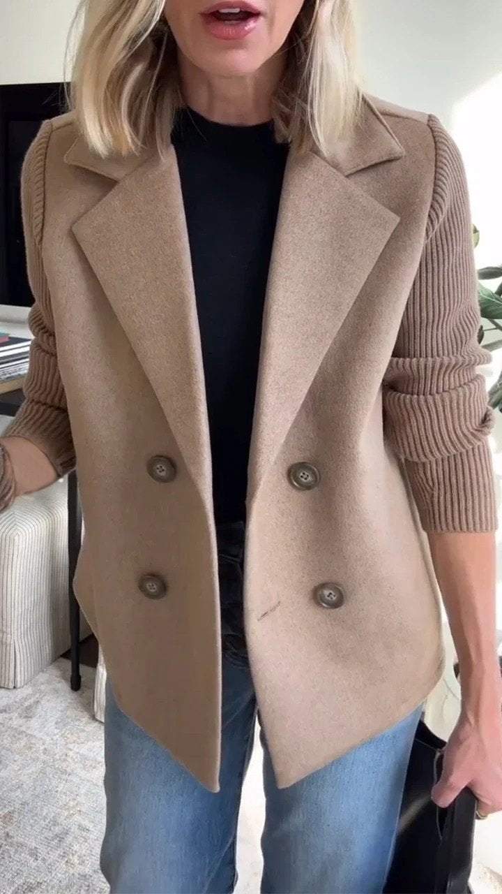 Women's Relaxed Blazer Coat with Notched Lapel for Work