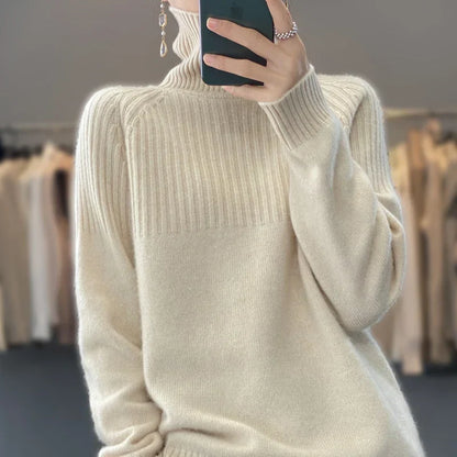 Women's Ribbed Turtleneck with Cashmere-Blend for Cold