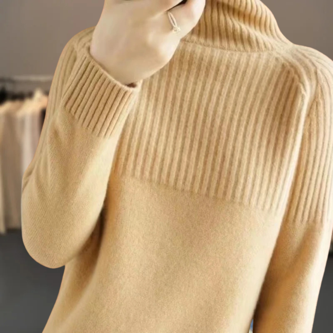 Women's Ribbed Turtleneck with Cashmere-Blend for Cold