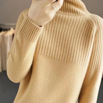 Women's Ribbed Turtleneck with Cashmere-Blend for Cold