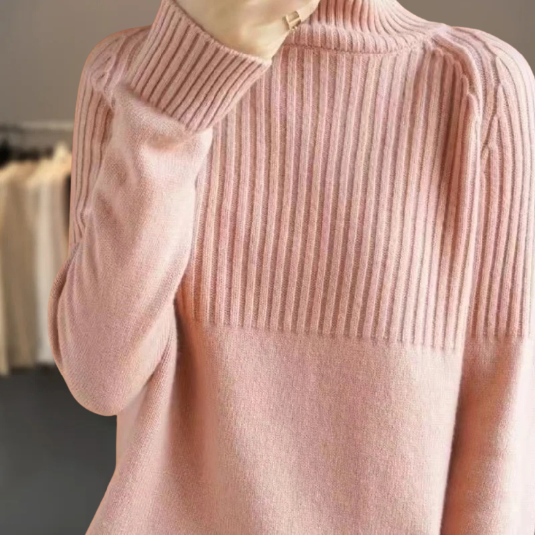 Women's Ribbed Turtleneck with Cashmere-Blend for Cold
