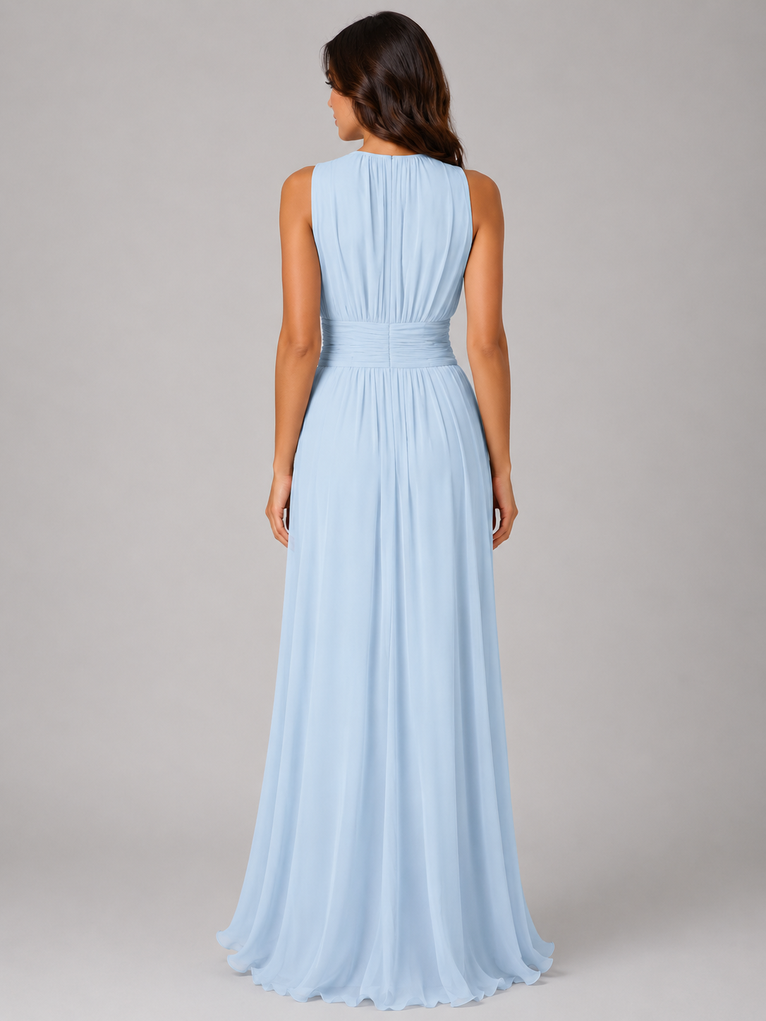 Women's Ruched Maxi Dress with Chiffon for Weddings