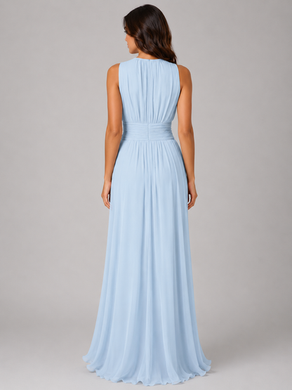 Women's Ruched Maxi Dress with Chiffon for Weddings