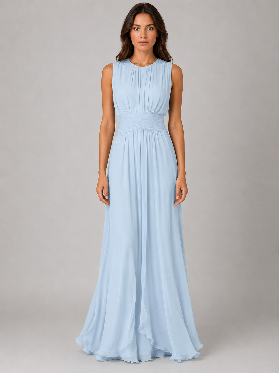 Women's Ruched Maxi Dress with Chiffon for Weddings