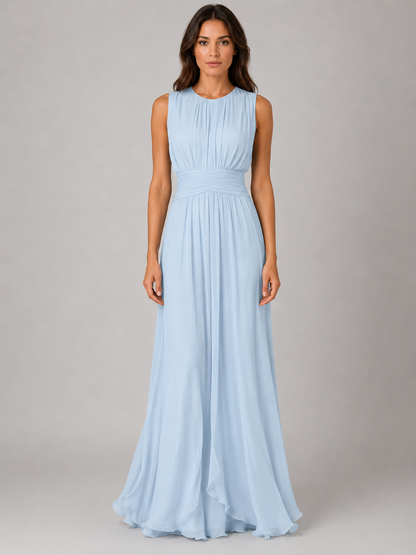 Women's Ruched Maxi Dress with Chiffon for Weddings