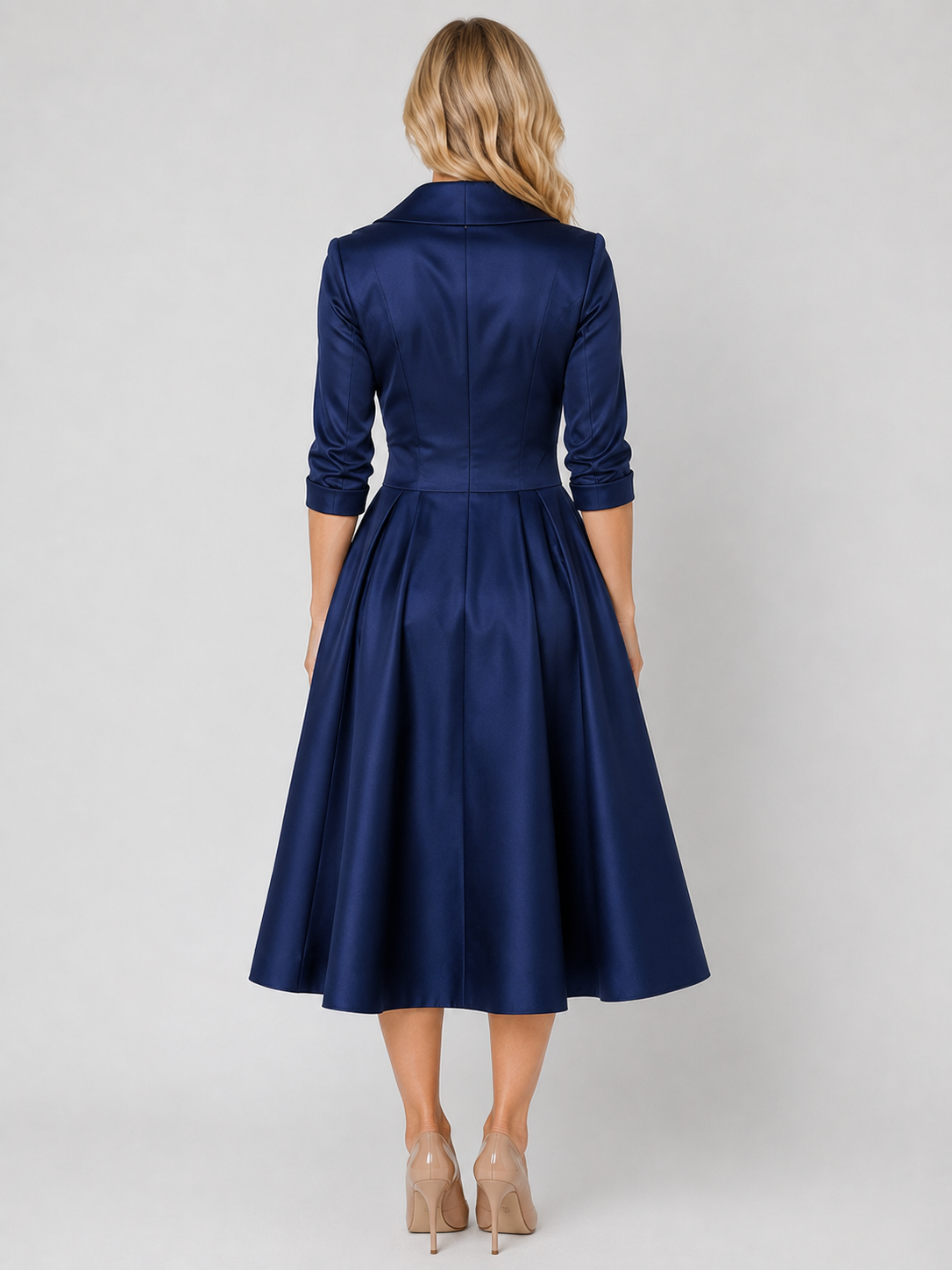 Women's Satin Midi Dress with Wrap for Evening Events