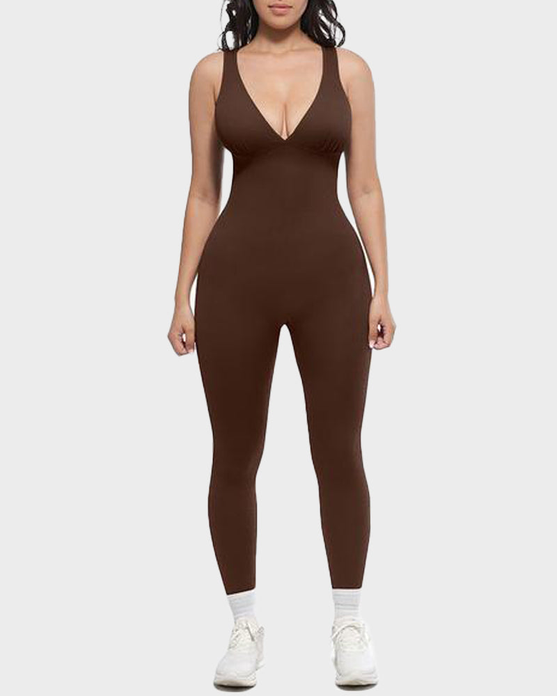 Women's Sculpting Jumpsuit with Deep V for Under Dresses
