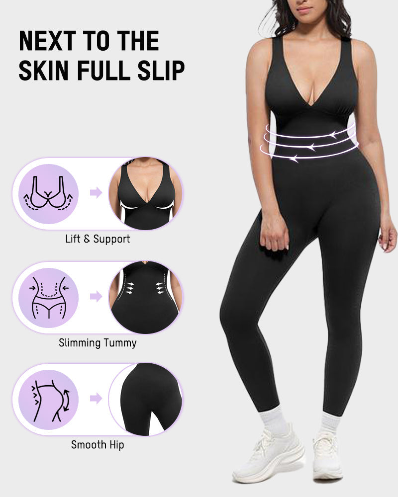 Women's Sculpting Jumpsuit with Deep V for Under Dresses