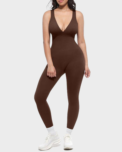 Women's Sculpting Jumpsuit with Deep V for Under Dresses