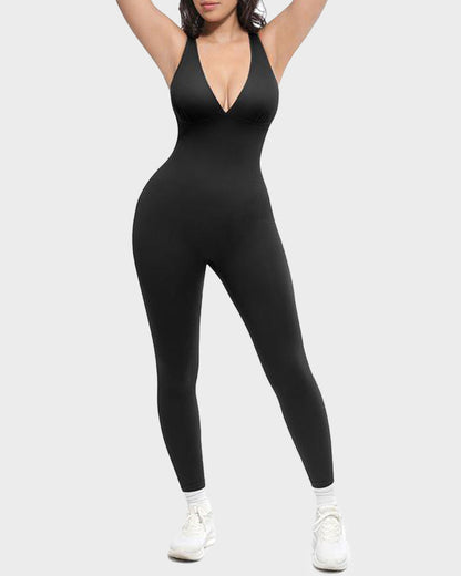 Women's Sculpting Jumpsuit with Deep V for Under Dresses