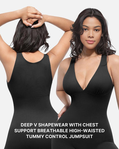 Women's Sculpting Jumpsuit with Deep V for Under Dresses