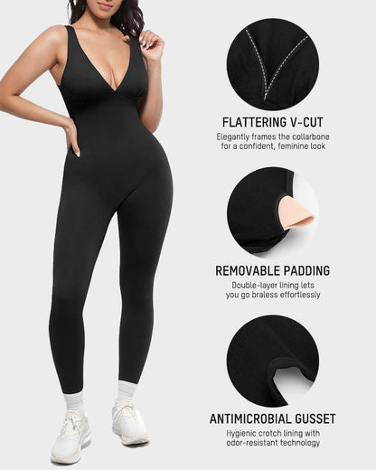 Women's Sculpting Jumpsuit with Deep V for Under Dresses