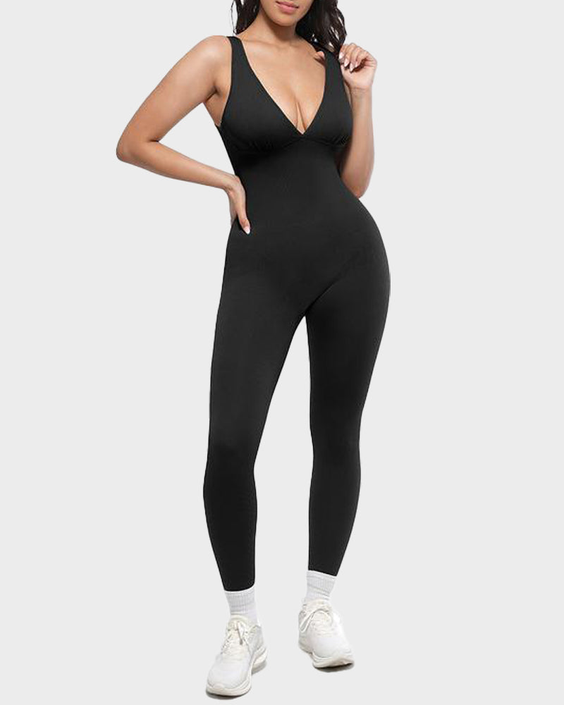 Women's Sculpting Jumpsuit with Deep V for Under Dresses