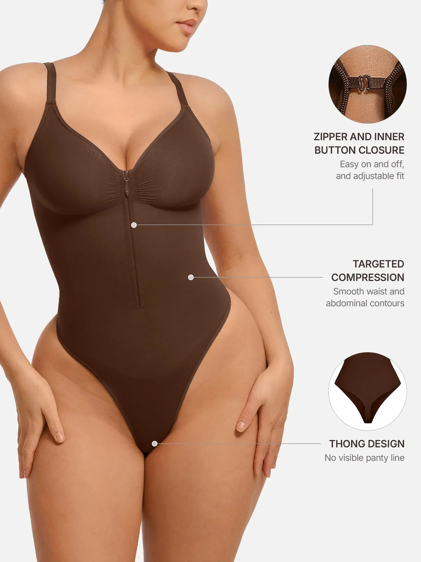 Women's Seamless Shaping Bodysuit with Zip for All-Day Wear