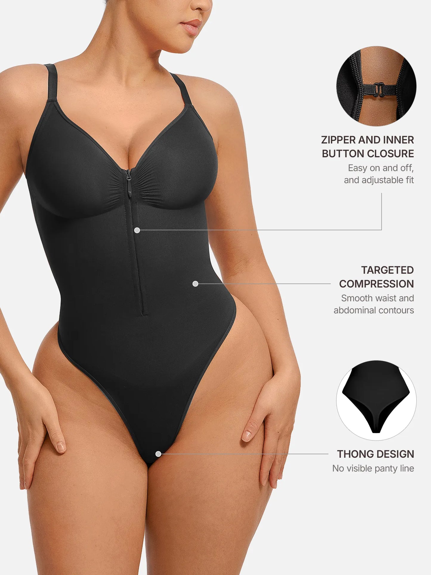Women's Seamless Shaping Bodysuit with Zip for All-Day Wear