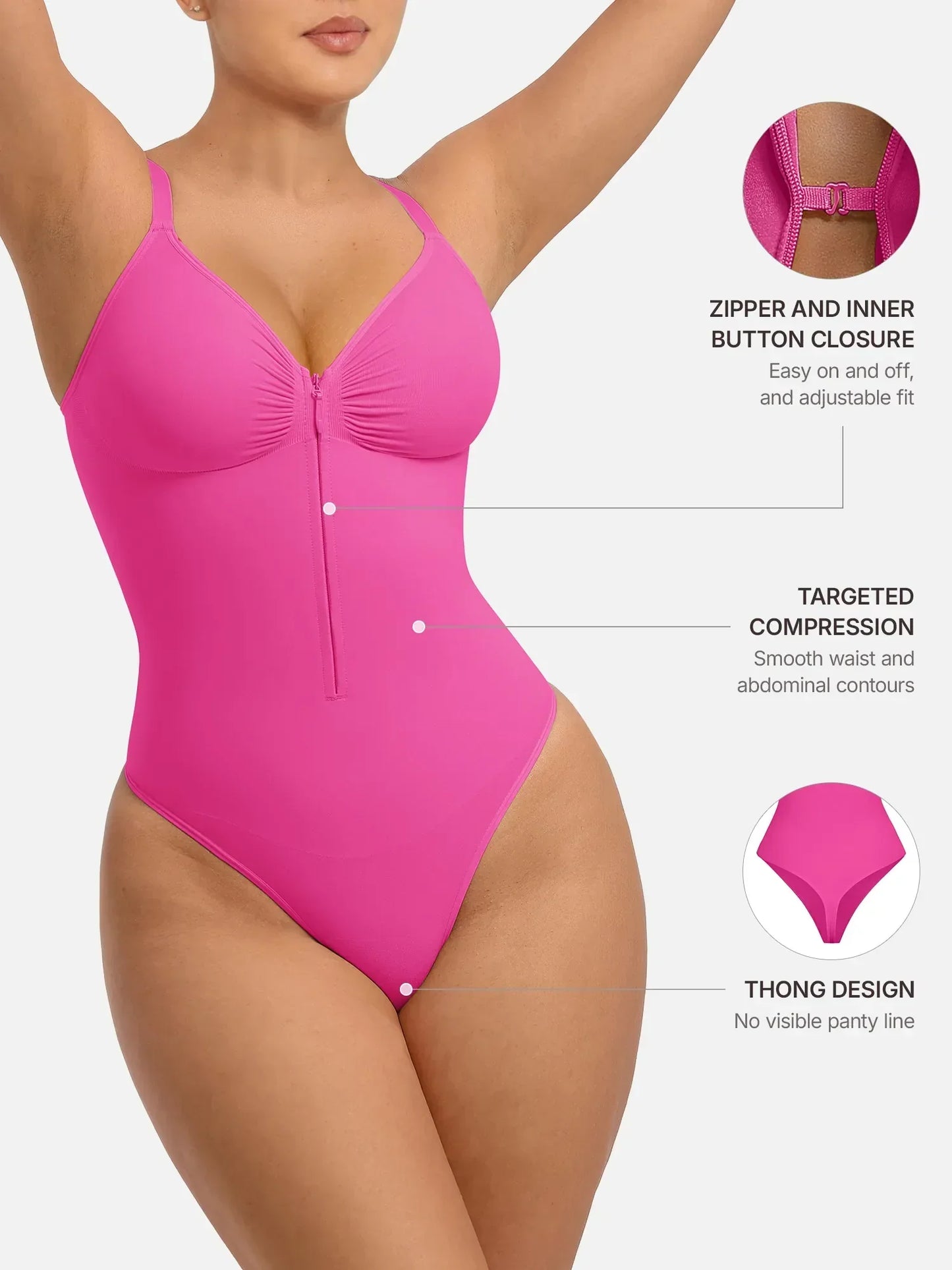 Women's Seamless Shaping Bodysuit with Zip for All-Day Wear