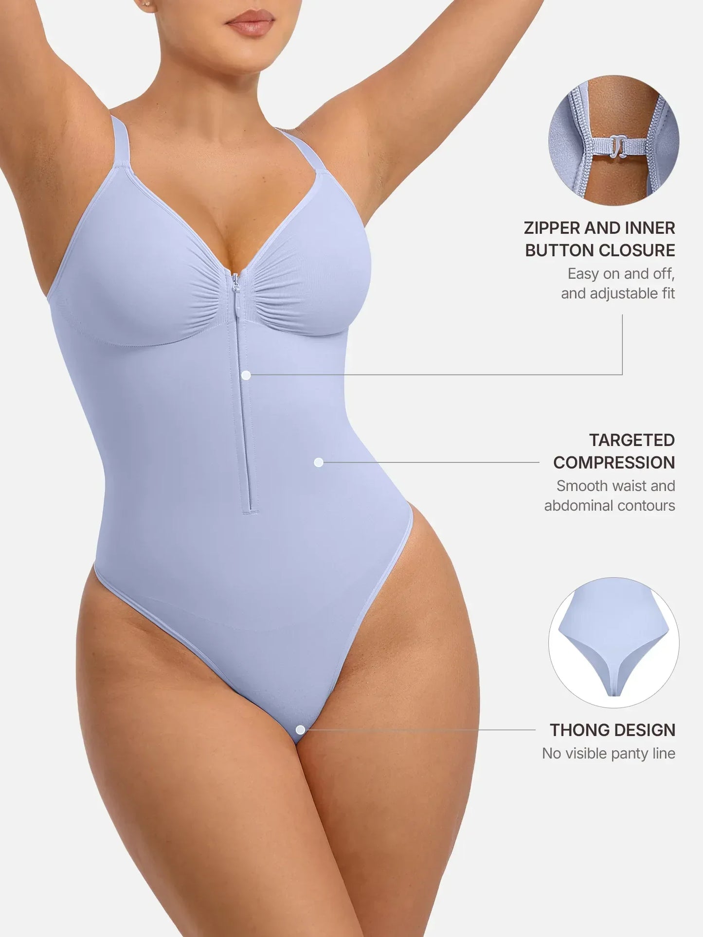 Women's Seamless Shaping Bodysuit with Zip for All-Day Wear