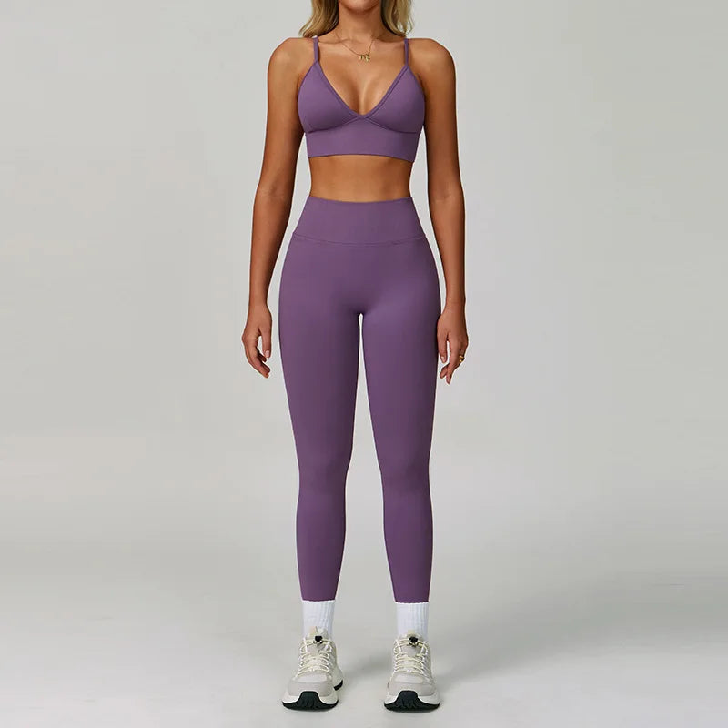 Women's Seamless Yoga Sets with Sports Bra for Gym