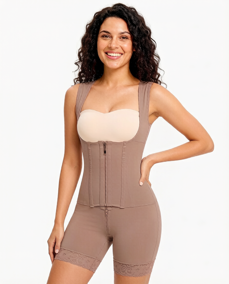Women's Shapewear Bodysuit with Open Bust for Recovery