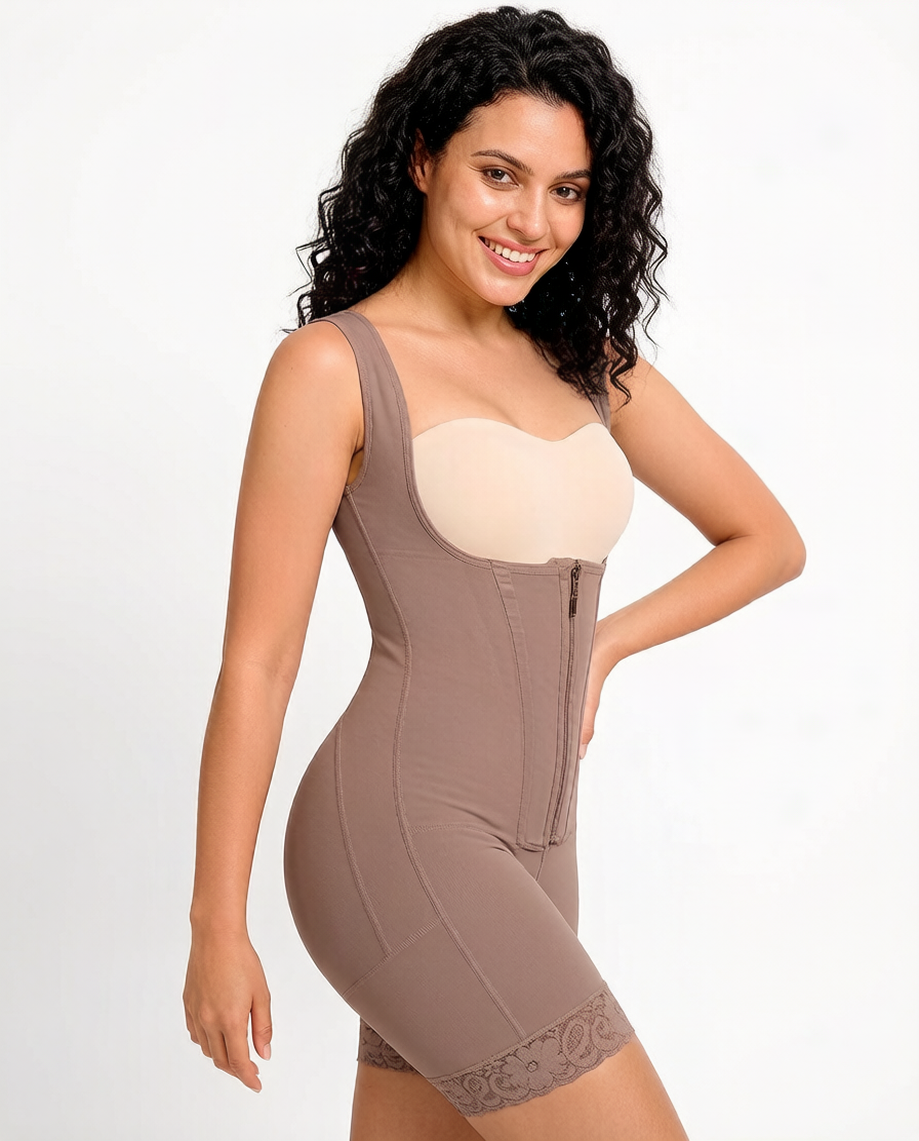 Women's Shapewear Bodysuit with Open Bust for Recovery