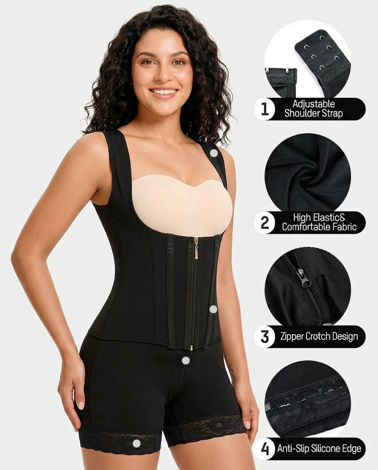 Women's Shapewear Bodysuit with Open Bust for Recovery