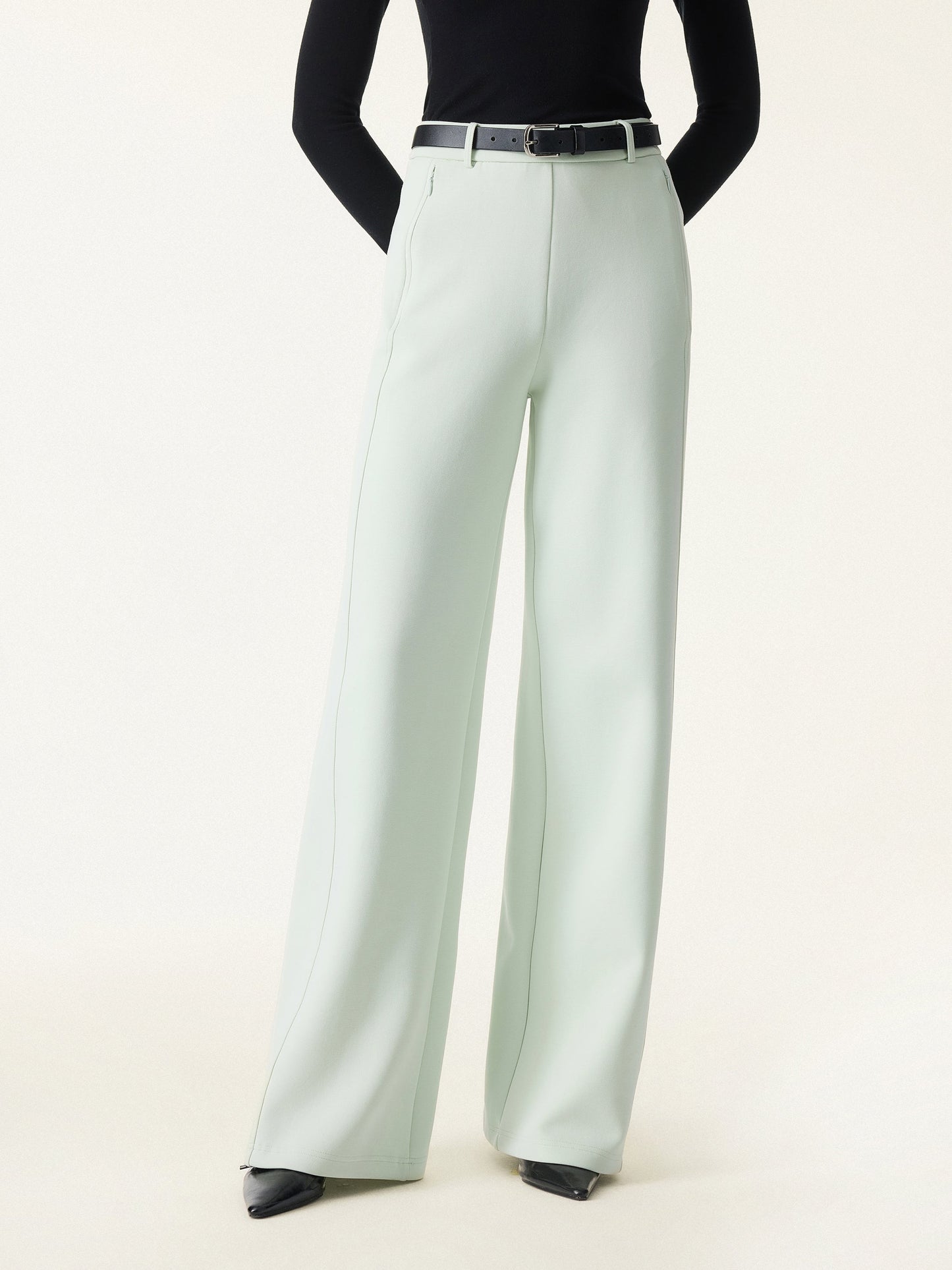 Women's Slimming High Rise Wide Leg Trousers for Workdays